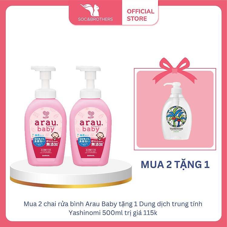 Set 2 nước rửa bình Arau baby bình 500ml