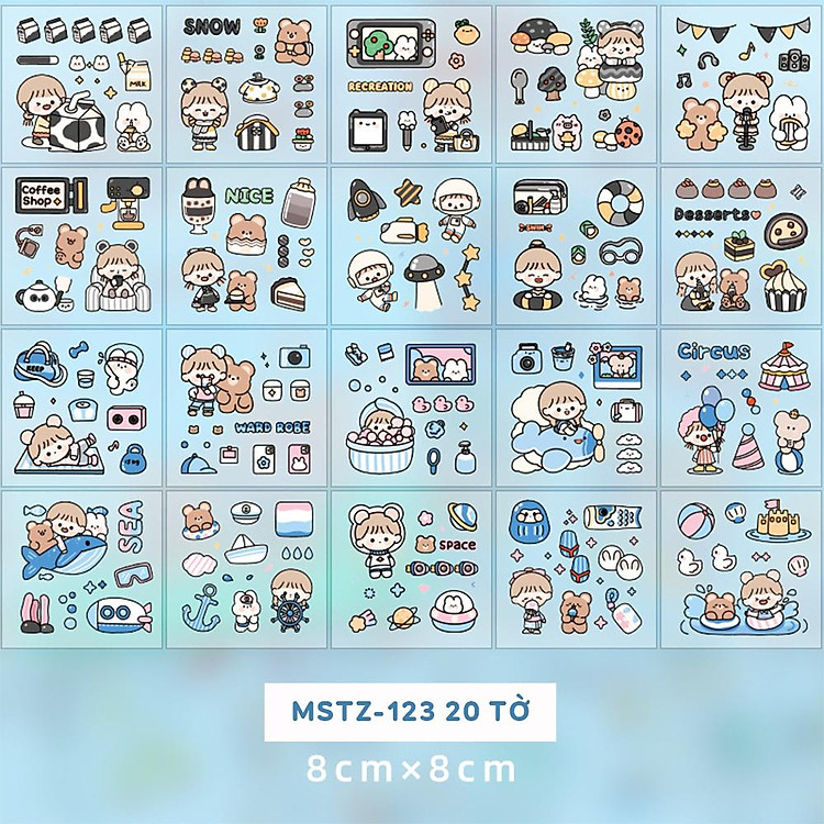 Bộ Sticker Nhiều Hình Cô Gái Và Bé Thỏ (20 tờ) - Ảnh 5