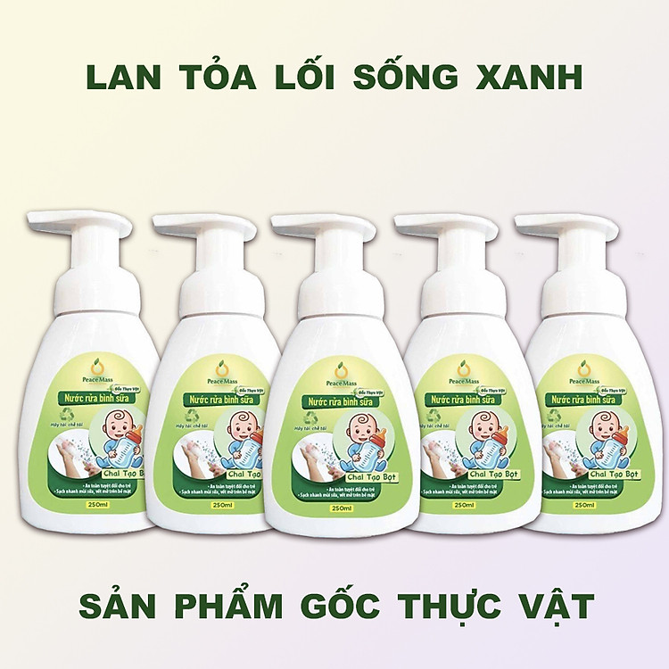 Combo 5 Nước Rửa Bình Sữa Peace Mass Chính hãng Ưu đãi - Hình ảnh 2