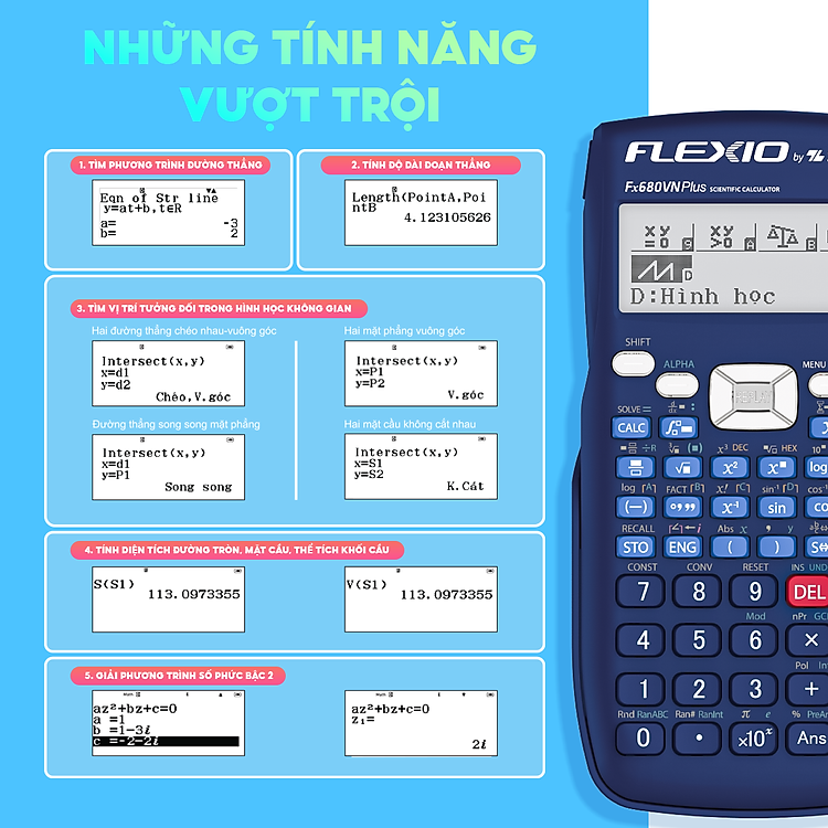Máy Tính Khoa Học Thiên Long Flexio Fx680VN Plus - Xanh - Ảnh 6