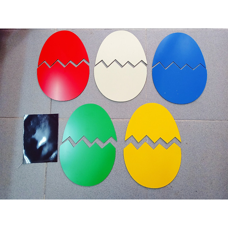BỘ TRỨNG ALU (1 bộ gồm 5 trứng khác màu, kèm nam châm lá)