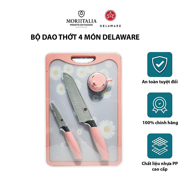 Bộ Dao Thớt Hoa 4 Món Delaware tiện lợi an toàn kháng khuẩn 007108