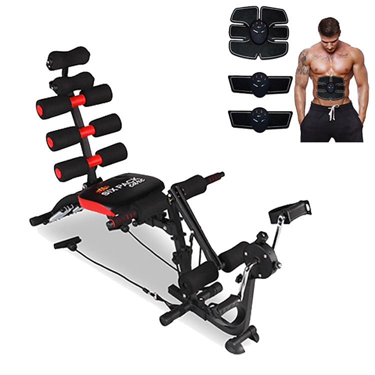 Combo Máy tập cơ bụng đa năng six pack care đạp xe + Máy massage xung điện EMS