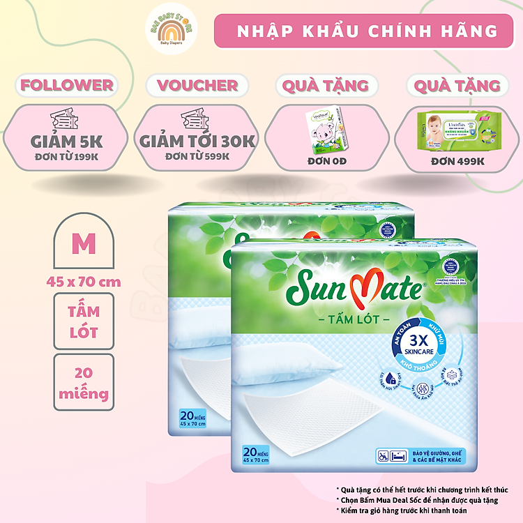 Combo 2 Tấm lót SunMate size M Chính hãng Tiết kiệm - Hình ảnh 2