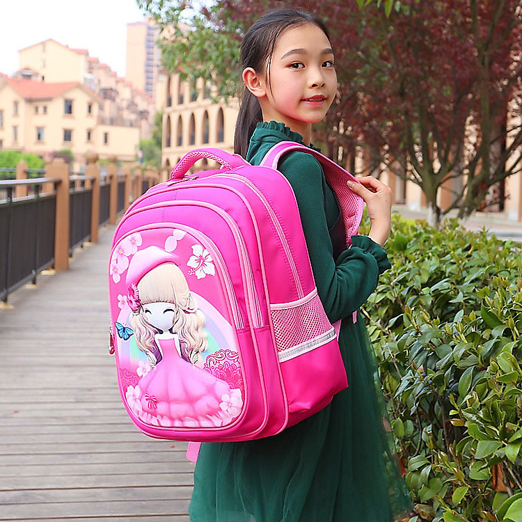 Balo bé gái đi học cấp 1 chống gù, có phản quang