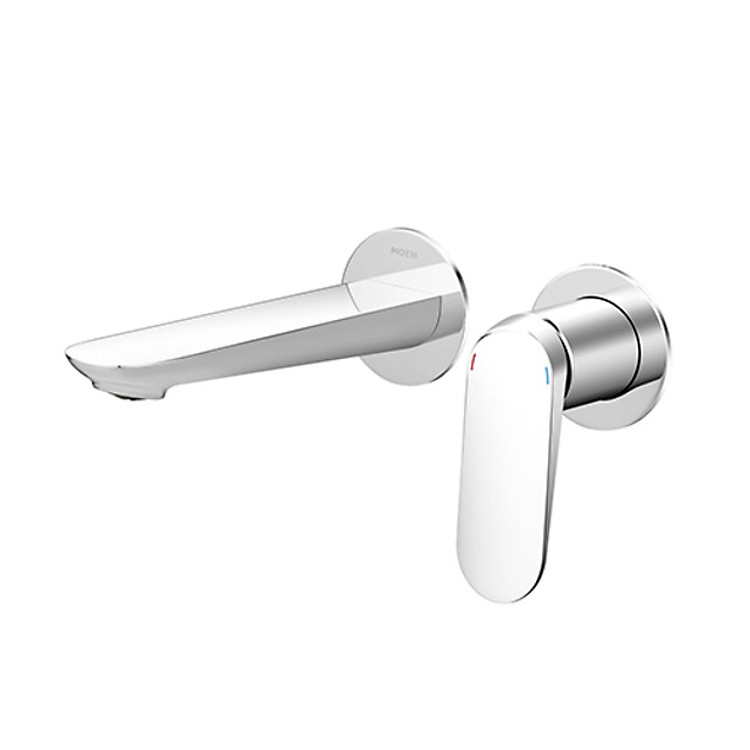 Vòi lavabo 2 lỗ gắn tường (chưa gồm phần âm UR3000), dòng LUMI, màu Chrome, hiệu Moen, chất liệu Đồng, kích thước 173x201x129mm