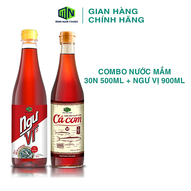 COMBO Nước Mắm Phú Quốc Cá Cơm 30 Độ 500ML + Nước Chấm Ngư Vị 900ML - Minh Nam Foods