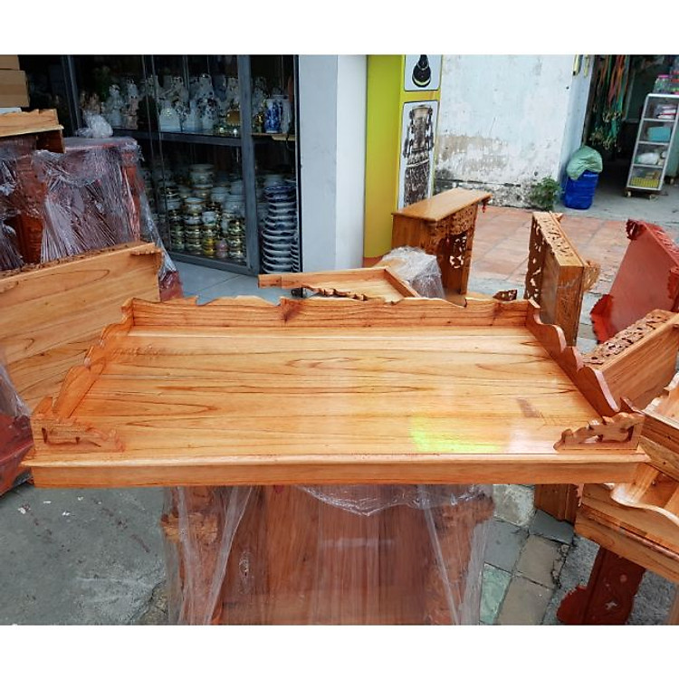 Bàn thờ treo tường gỗ xoan ngang 98 cm gồm 1 bộ ke đế