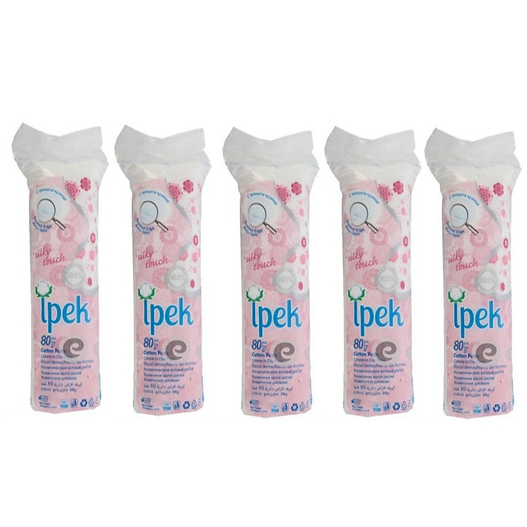 Combo 5 Bông Tẩy Trang Ipek 80 Miếng Cotton Pads ( Thổ Nhĩ Kỳ )