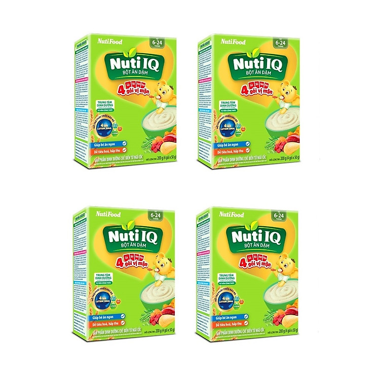BỘ 4 HỘP BỘT ĂN DẶM NUTI 4 GÓI VỊ MẶN 200G