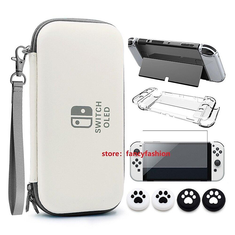 Bộ phụ kiện 7 trong 1 gồm vỏ cứng và kính cường lực thích hợp cho máy chơi game Nintendo Switch NS OLED