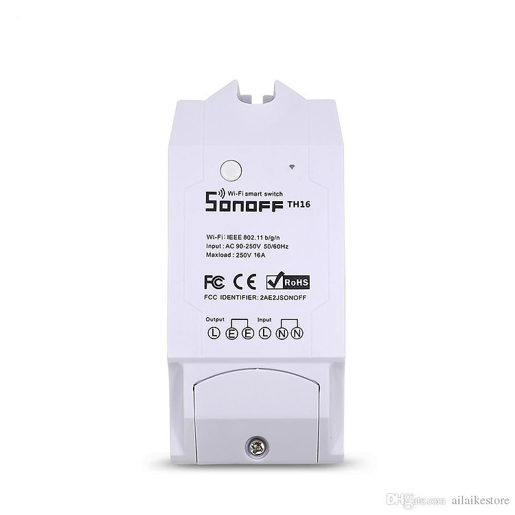 Công Tắc WiFi Thông Minh Sonoff TH16 dùng Kết Hợp Đầu Dò Độ Ẩm, Nhiệt Độ TH-16