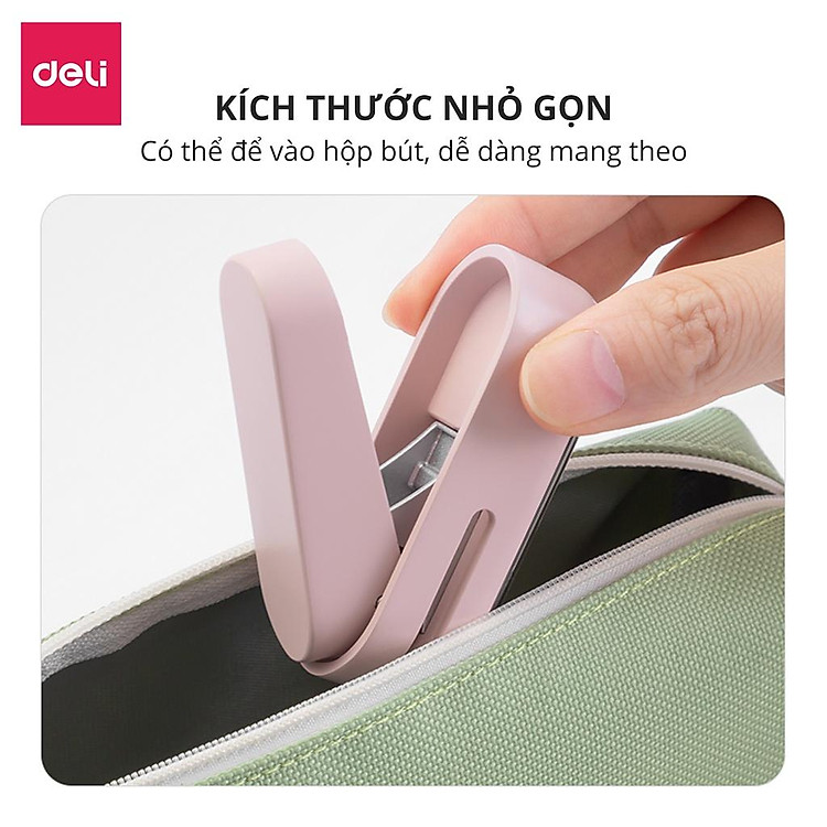 Kìm Bấm Đục Lỗ Giấy Mini Deli NS088 - Hồng - Ảnh 5