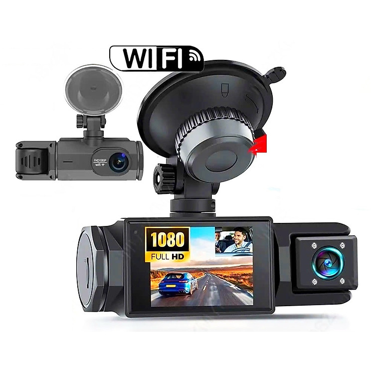 Camera Hành Trình Wifi 2 Mắt Thế Hệ Mới FHD 1080P 64GB 30fps Xoay 180° Night Vision Ghi Âm Ghi Hình Rõ Nét Kết Nối Điện Thoại Android iOS