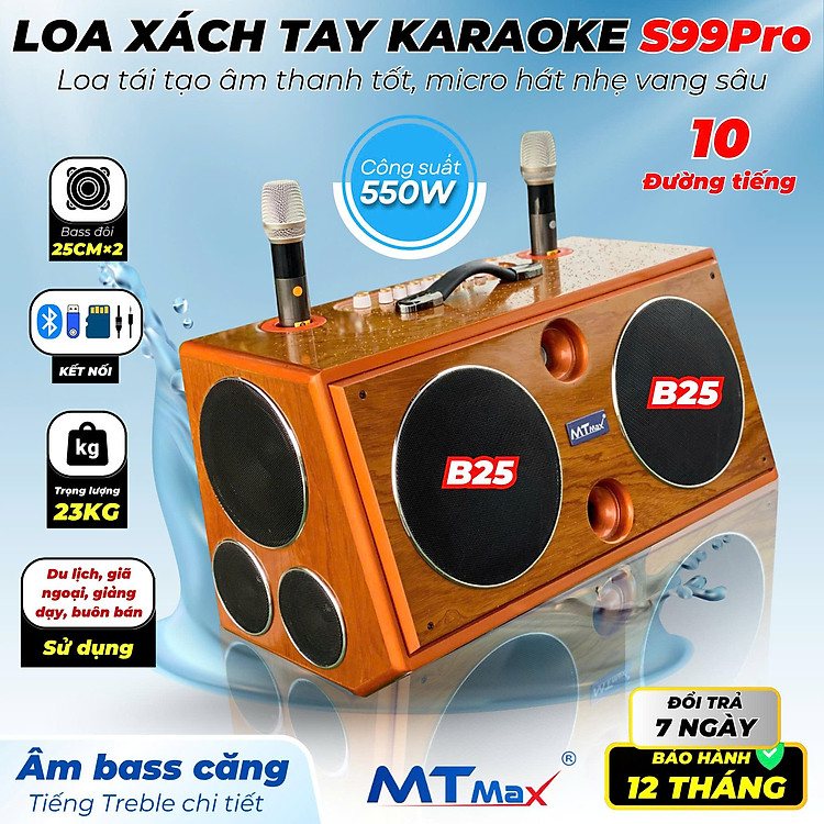 Loa Kéo S99 Pro 10 Đường Tiếng Công Suất 550W Bass Đôi 25cm Hát Karaoke Cực Hay, Kết Nối Đa Năng Pin Trâu Bluetooth cực mạnh hàng nhập khẩu