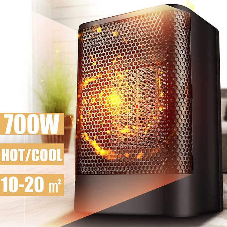 2 IN 1 Portable 700W Electric Space Heater Cooling Fan Table Air Warmer Cooler