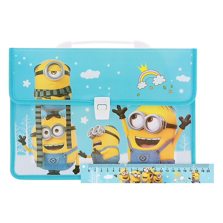 Combo Cặp Học Sinh 2 Ngăn Và Thước Nhựa - Hình Minions