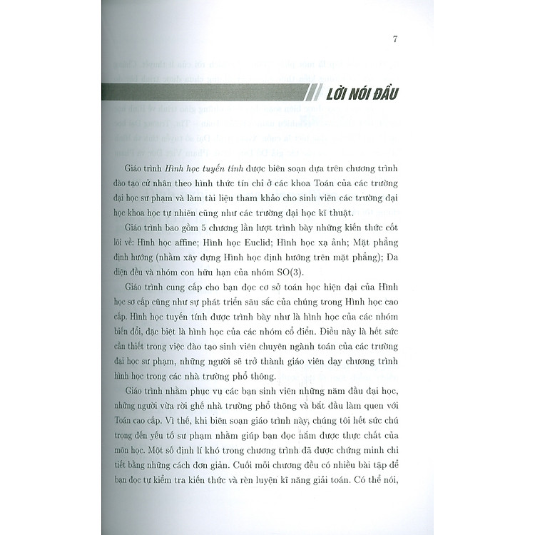 Giáo trình Hình học Tuyến tính - Đỗ Đức Thái (Chủ biên) - Ảnh 5