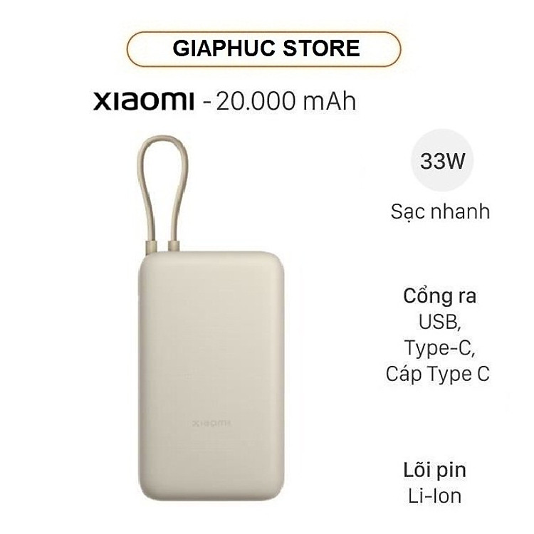 Pin dự phòng Xiaomi 20000mAh - Hàng Nhập Khẩu