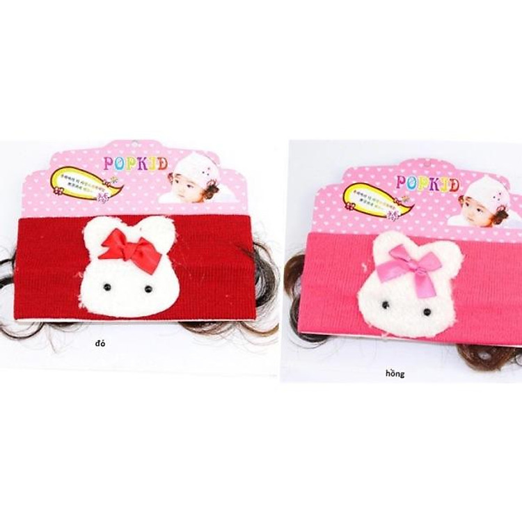 Băng đô len tóc giả 2 bên đính thỏ -video-ảnh thật