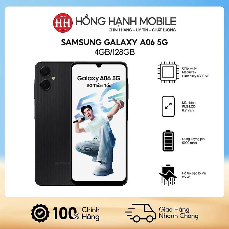Điện Thoại Samsung Galaxy A06 5G 4GB/128GB - Hàng Chính Hãng