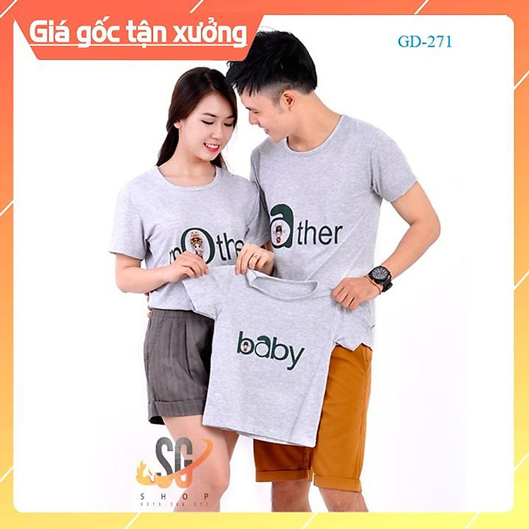 Áo gia đình 3/4/5 người set đồ đồng phục đôi mẹ và bé độc đáo mẫu dễ thương màu xám GD271X | SG