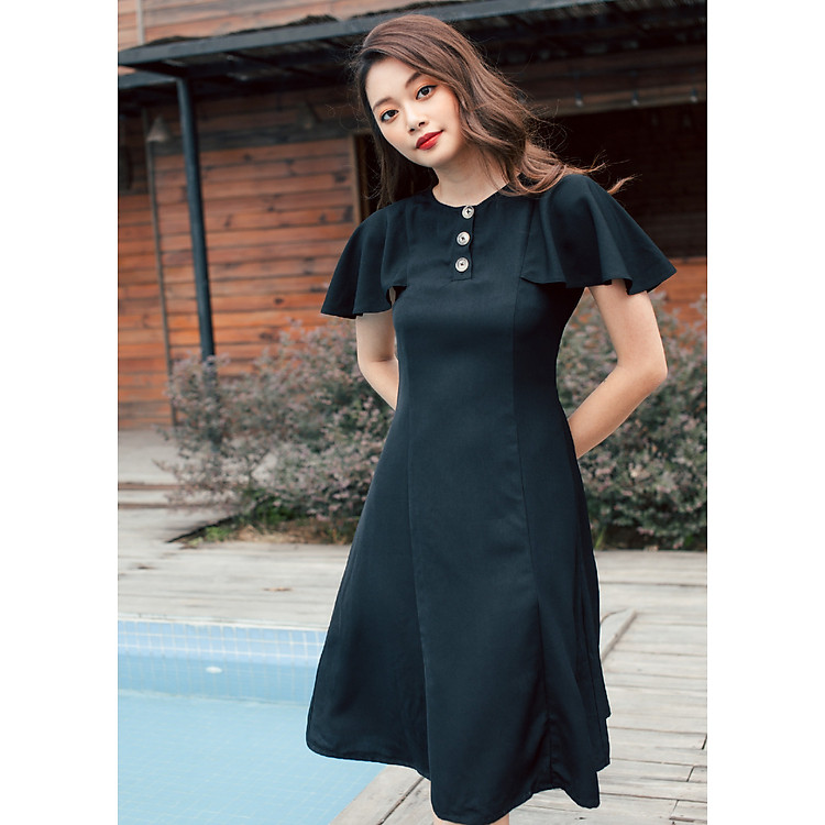 Đầm ôm tay cánh tiên đen - Darkly Angie Dress Maybi