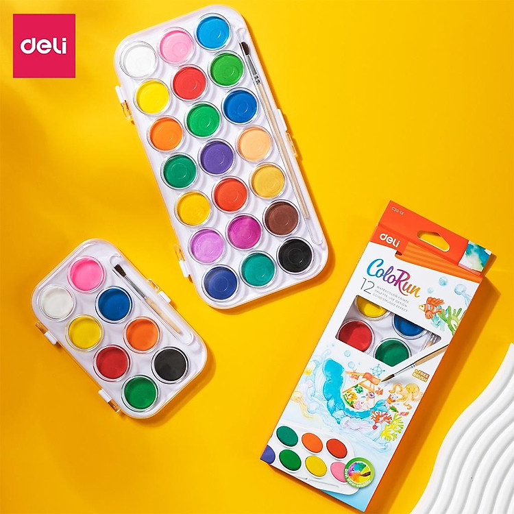 Màu Nước Dạng Nén Deli 24 36 48 Màu (kèm 8 dụng cụ)