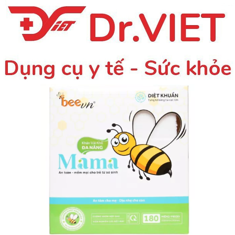 Khăn vải khô đa năng Mama chính hãng thương hiệu BeeVn - khăn lau bằng vải không dệt mềm mịn dành cho bé
