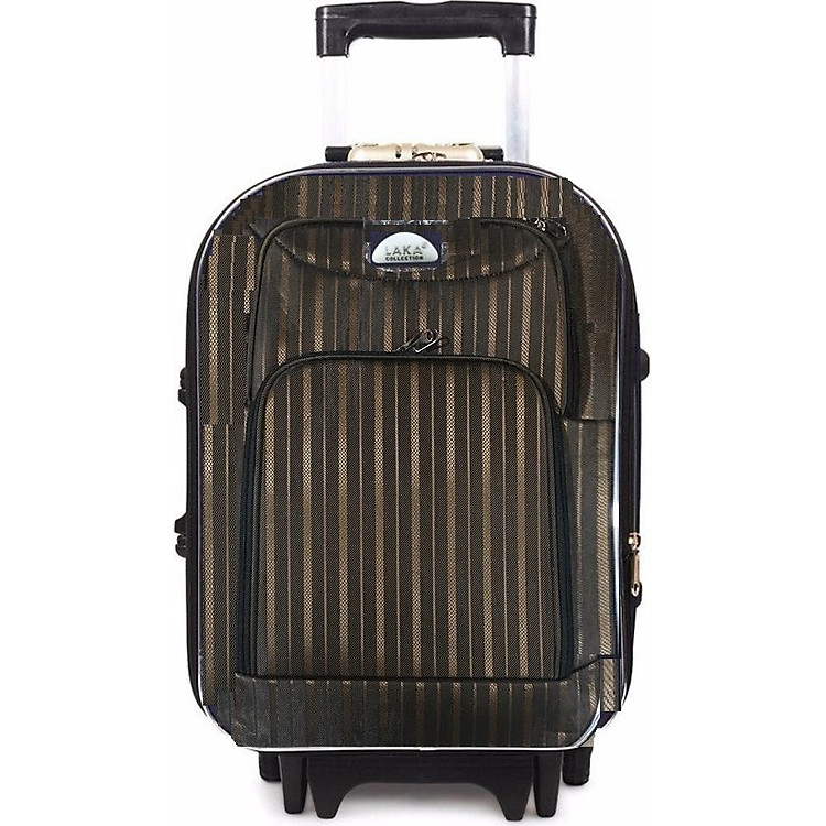 Vali du lịch kéo tay LaKa 20 inch Nâu Sọc Đen - Có hộp -bánh xe kéo