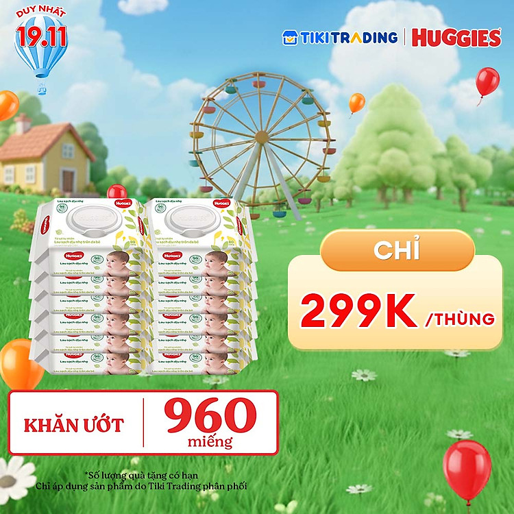 Combo 12 Khăn Ướt Dịu Nhẹ Cho Trẻ Sơ Sinh Huggies (80 Tờ/Gói)
