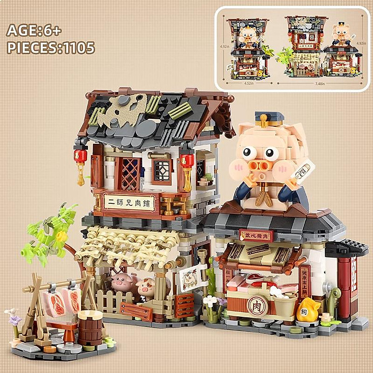 Ý TƯỞNG MỚI LOZ Mini Cửa Hàng Thịt Thành Phố Bạn Bè Khối Xây Dựng Sáng Tạo Làng Nhà Nông Gạch Lắp Ráp Đồ Chơi Trẻ Em Trẻ Em Quà Tặng