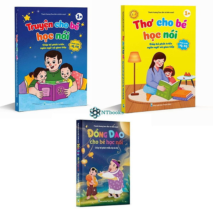 Combo 3 Cuốn Sách Thơ, Truyện, Đồng Dao Cho Bé Học Nói – Phát triển IQ, EQ
