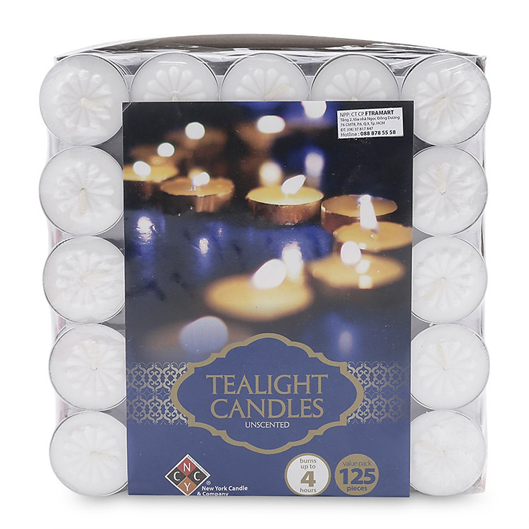 Hộp 125 nến tealight bông mai FtraMart (Trắng)