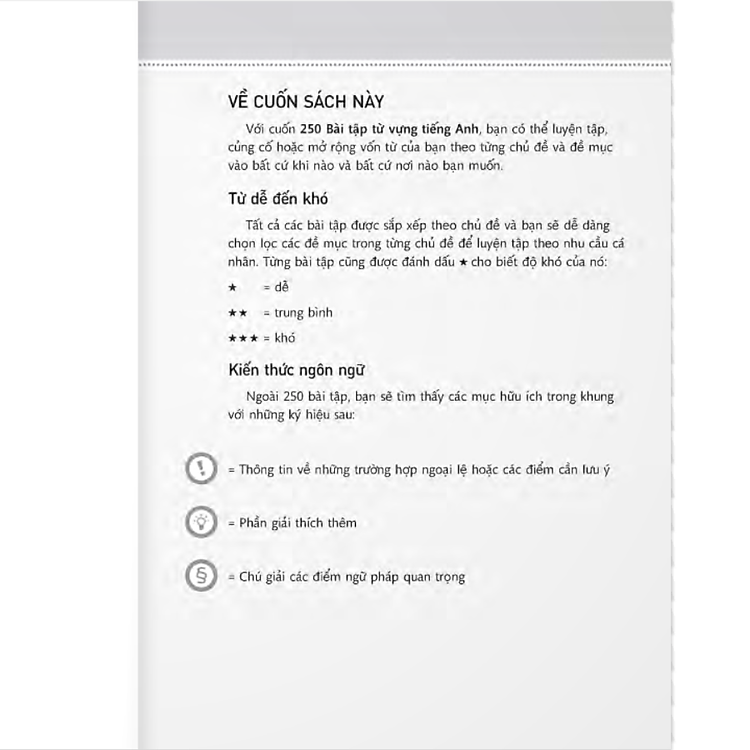 250 Bài Tập Từ Vựng Tiếng Anh - Trình Độ Sơ Cấp Và Trung Cấp (Tái Bản) - Ảnh 2