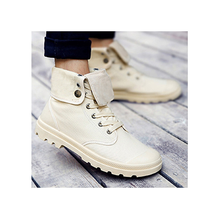 Giày Sneaker Nam Cao Cổ Gấp Thời Thượng Chất Liệu Khaki Canvas Đế Cao Su Cao Cấp Siêu Êm Chân Nhiều Màu và Nhiều Size Lựa Chọn