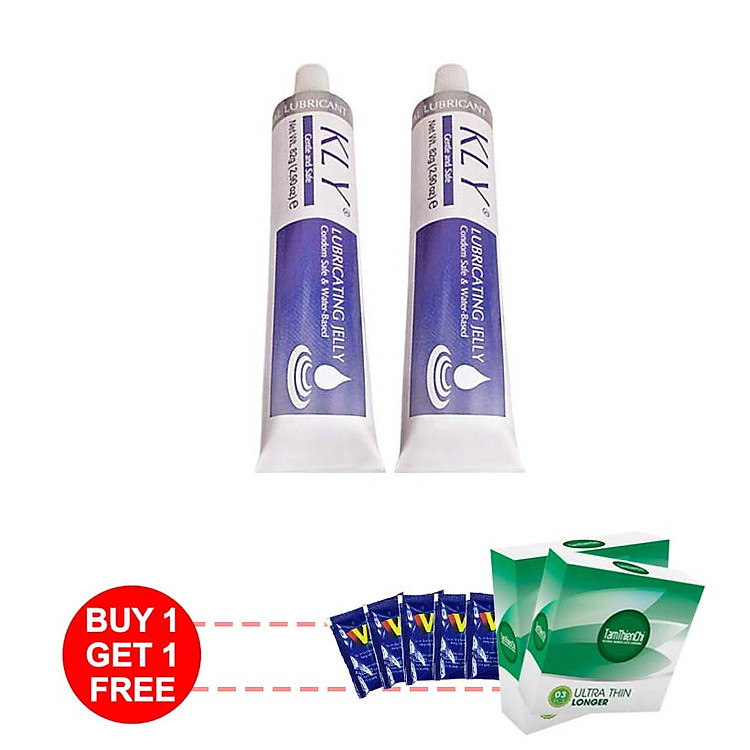 Bộ 2 Chai Gel Bôi Trơn Kly (42g / Chai) - Tặng 1 Hộp Bao Cao Su Tâm Thiện Chí Ultrathin Longer Và 10 Gói Gel VIP