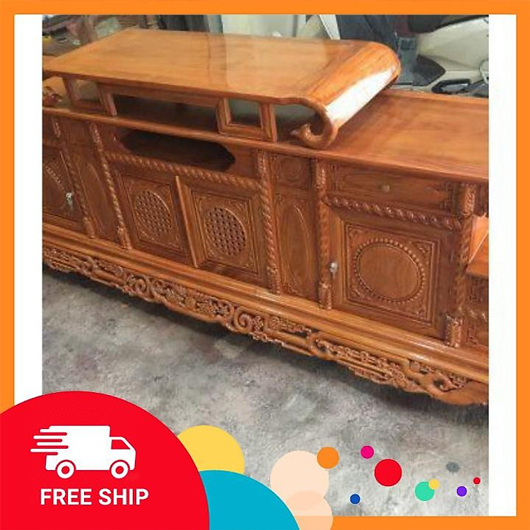 Mỹ Nghệ Bắc Ninh Kệ Để Tivi Gỗ Gỏ Đỏ Hiện Đại 2m4