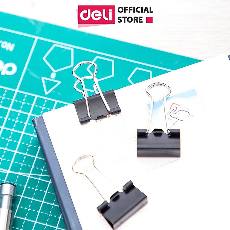 Kẹp bướm Đen Deli (12 chiếc, 19mm) - Ảnh 2