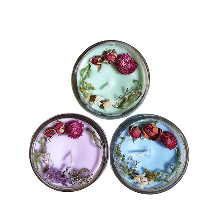 Combo 3 nến thơm tinh dầu 100g: 1 Bạc hà, 1 lavender, 1 Hương Thảo, giúp thư giãn, thơm phòng khử mùi, handmade