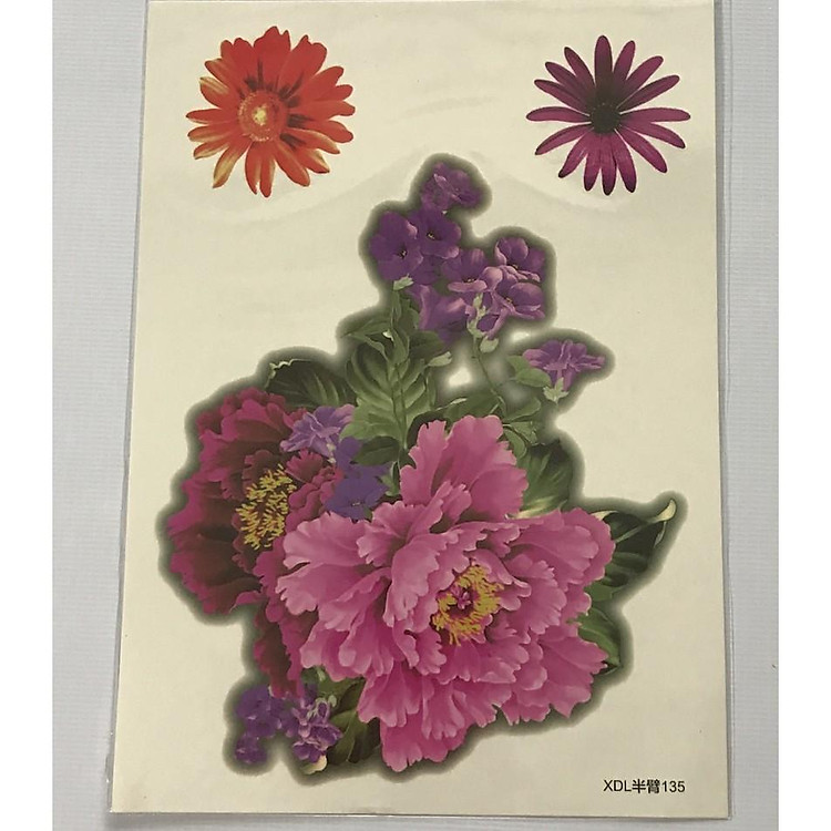 Hình xăm dán hoa mẫu đơn 3d bắp tay