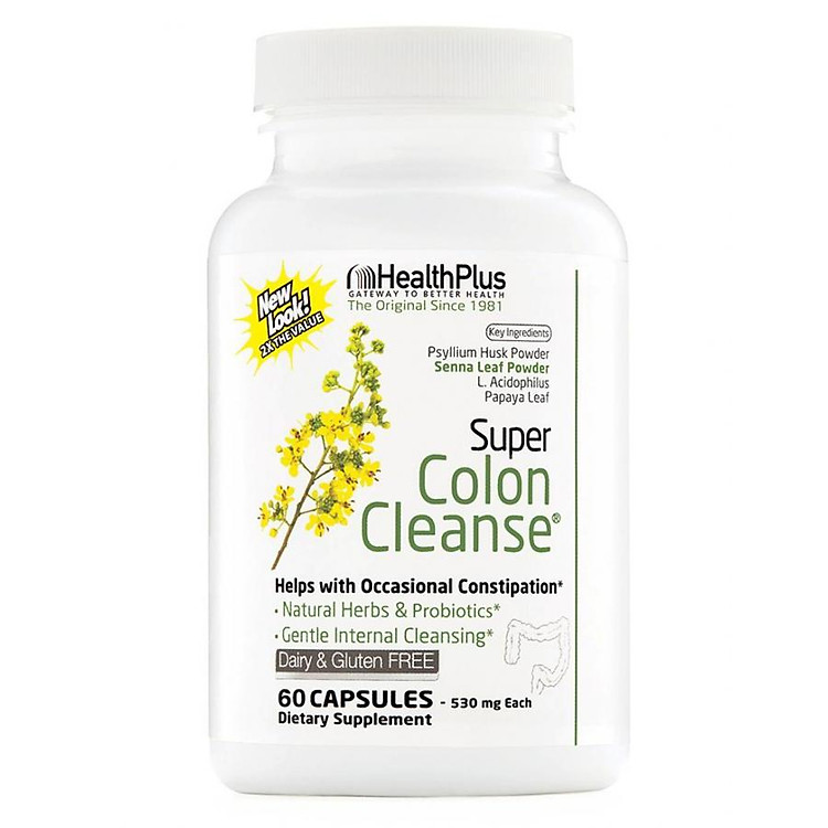 TP Bảo Vệ Sức Khỏe Hỗ trợ DETOX-THẢI ĐỘC ĐẠI TRÀNG HEALTH PLUS® SUPER COLON CLEANSE chai 60 viên