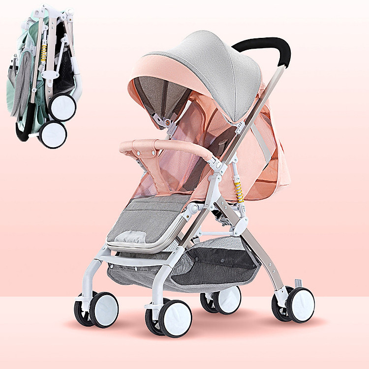 Xe đẩy du lịch gấp gọn siêu nhẹ 3 tư thế mẫu 2019 mới nhất (cam xám)