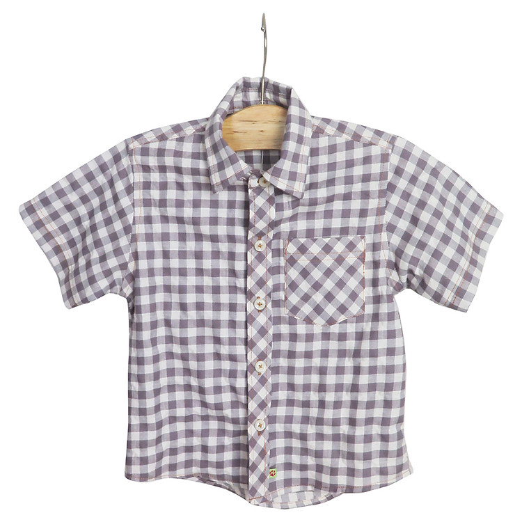 Áo Sơ Mi Bé Trai Sọc Caro CucKeo SM 132 - Xám
