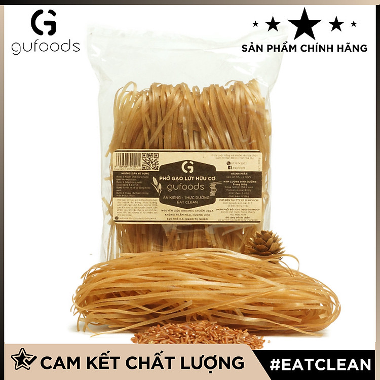Phở gạo lứt ăn kiêng GUfoods (500g) - Dai ngon, Hỗ trợ Giảm cân, Thực dưỡng, Eat clean