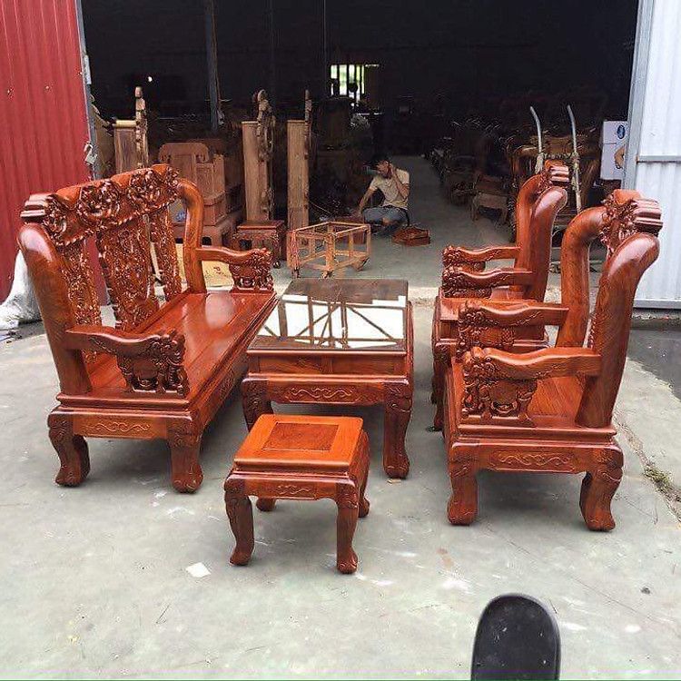Bộ Bàn Ghế Minh Quốc Voi Gỗ Hương Đá