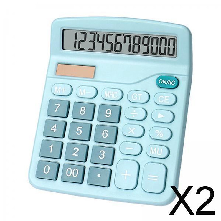 2xOffice Handheld Desktop Calculator Dual Solar Power Business Accounts Blue