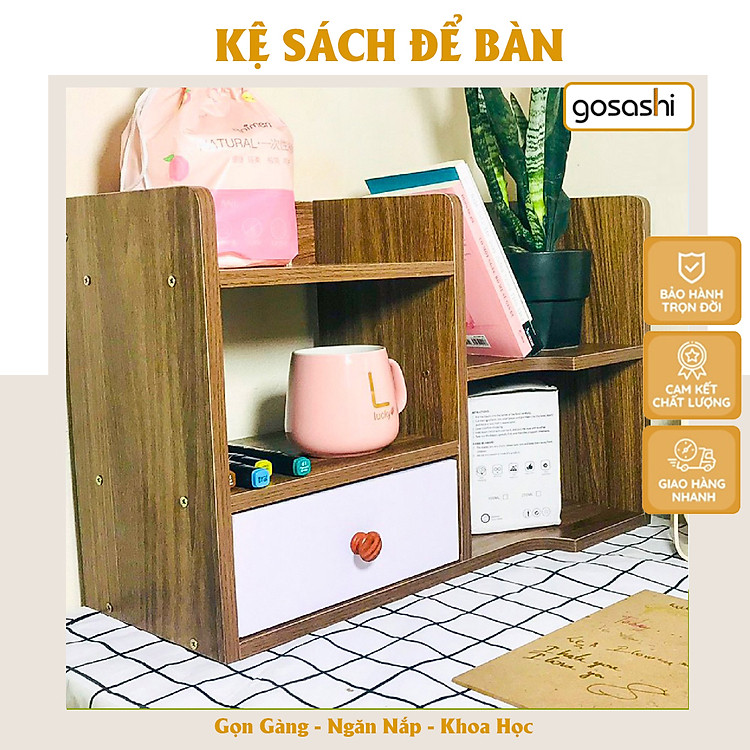 Kệ Gỗ MDF Để Bàn Nhỏ Gọn, Có Ngăn Tủ Nhiều Màu, Dễ Dàng Lắp Đặt, Phong Cách Tối Giản Thương Hiệu Gosashi-KS4N1NK