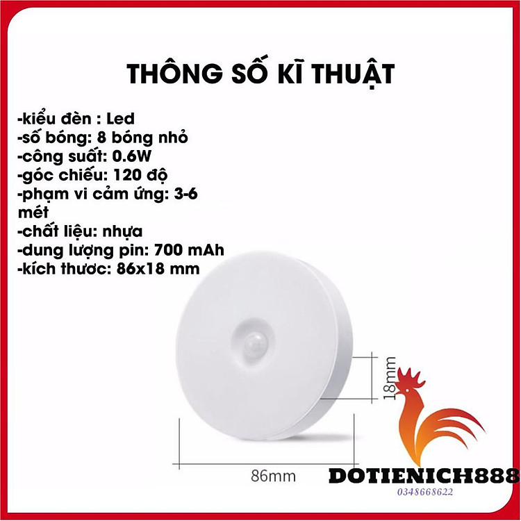 Đèn led cảm ứng tích điện sạc pin tiện lợi, đèn ngủ cảm biến chuyển động thông minh giá rẻ