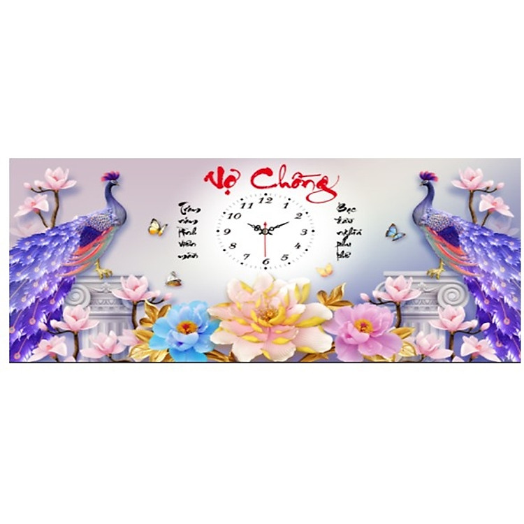 Tranh thêu chữ thập Đồng hồ Vợ Chồng (66x35cm) chưa thêu